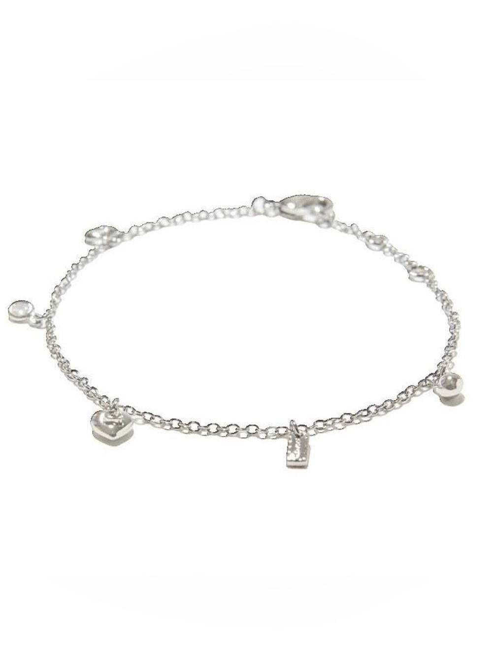 New Coach Silvertone Charm Bracelet Sparkling Heart